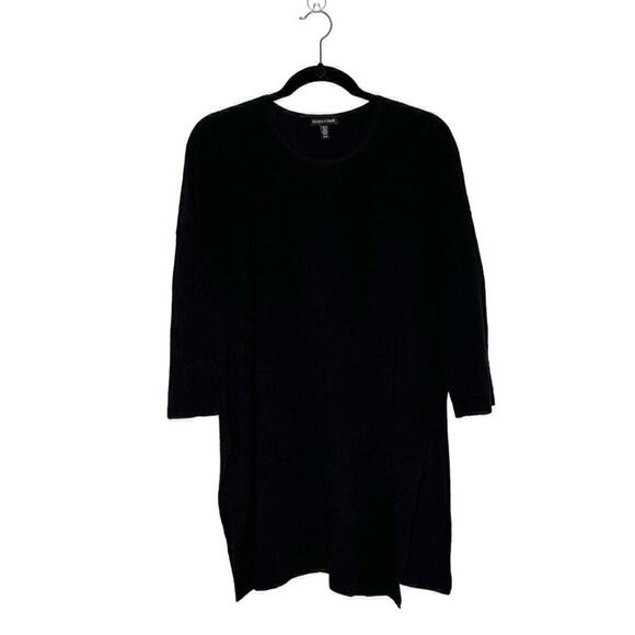 Eileen Fisher Textured Tunic Sweater Side Slits Women's Black Size Medium - Picture 1 of 5
